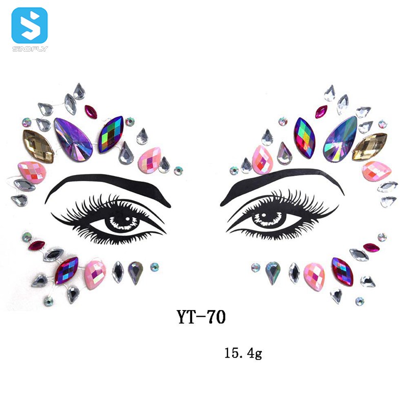 Face Rhinestone Natural Tattoo Sticker Fashion Rhinestone Face Fancy ...